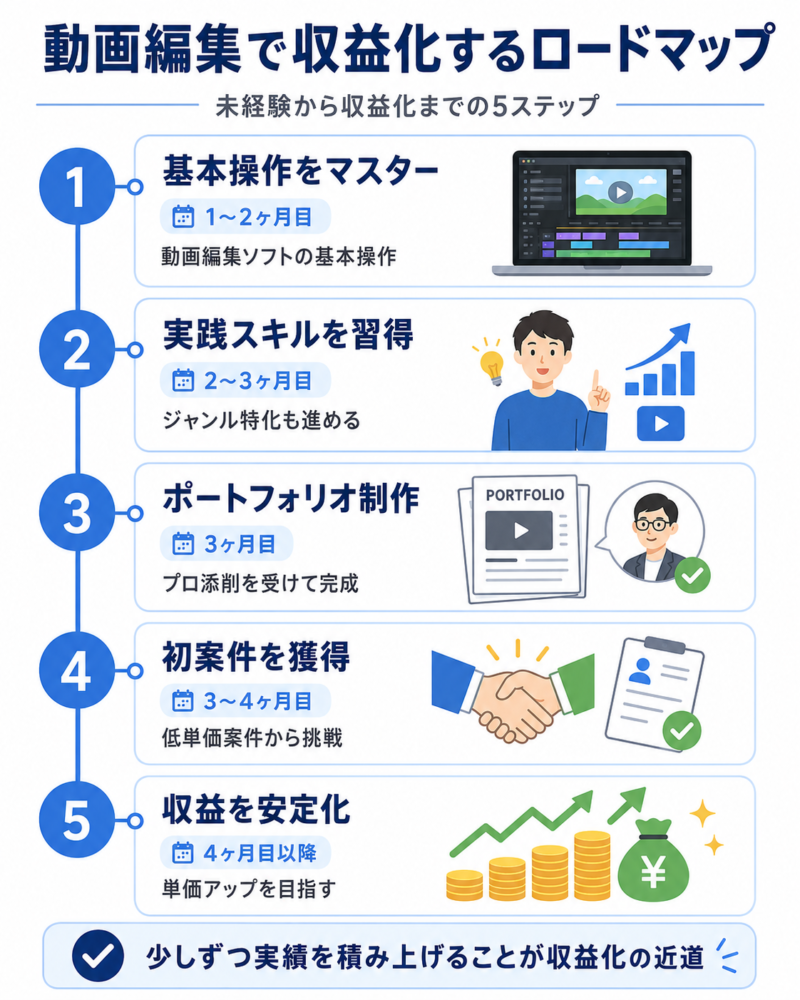 動画編集で収益化するまでのロードマップ