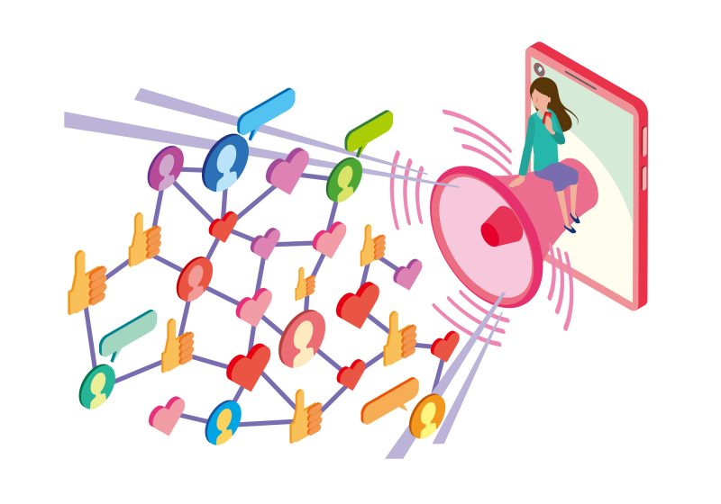 インターネットやSNSでのインフルエンサーマーケティングのイメージ
