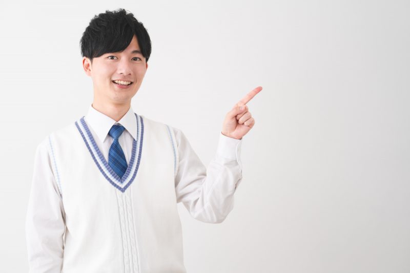 男性/高校生/指差し/生徒